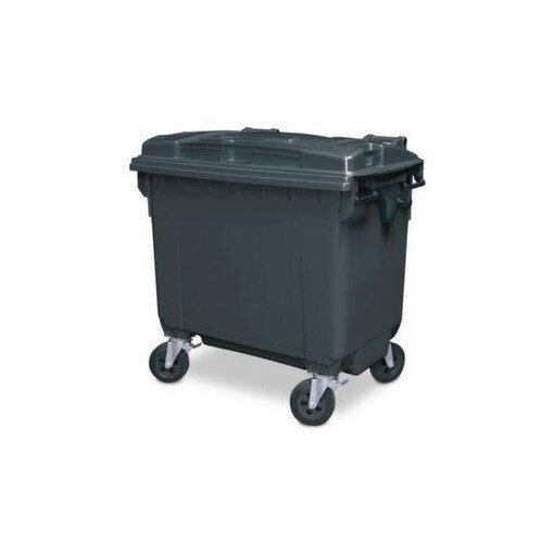 Müllcontainer,660l,Korpus HDPE grau,HxBxT 1165x1265x775mm,4 Lenkrollen