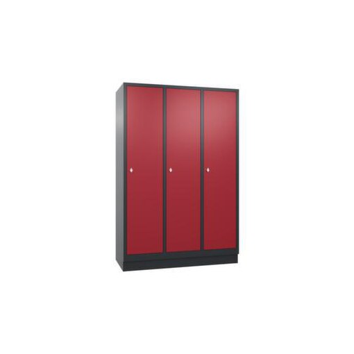 Abteilschrank,HxBxT 1800x1200x500mm,3 Abt.,Korpus RAL7021,Front RAL3003