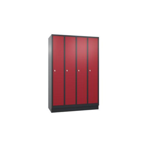 Abteilschrank,HxBxT 1800x1190x500mm,4 Abt.,Korpus RAL7021,Front RAL3003