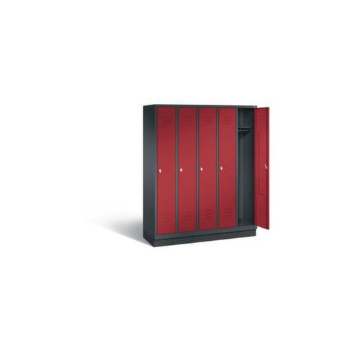 Abteilschrank,HxBxT 1800x1480x500mm,5 Abt.,Korpus RAL7021,Front RAL3003