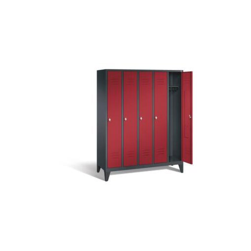 Abteilschrank,HxBxT 1850x1480x500mm,5 Abt.,Korpus RAL7021,Front RAL3003