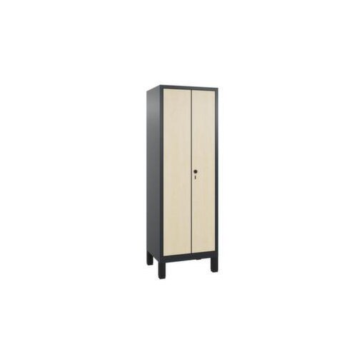 Garderobenschrank,HxBxT 1850x610x500mm,Korpus RAL7021,Front Donau-Ahorn