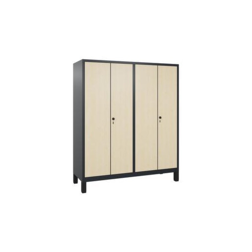 Garderobenschrank,HxBxT 1850x1590x500mm,Korpus RAL7021,Front Donau-Ahorn