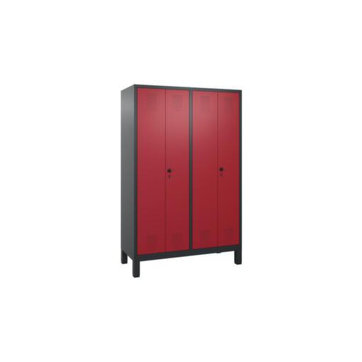 Garderobenschrank,HxBxT 1850x1190x500mm,Korpus RAL7021,Front RAL3003