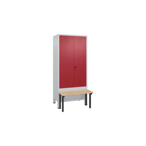 Sitzbankschrank,HxBxT 1850x810x500mm,2 Abt.,Korpus RAL7035,Front RAL3003