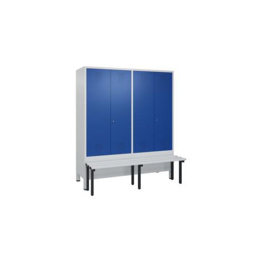 Sitzbankschrank,HxBxT 1850x1590x500mm,4 Abt.,Korpus RAL7035,Front RAL5010