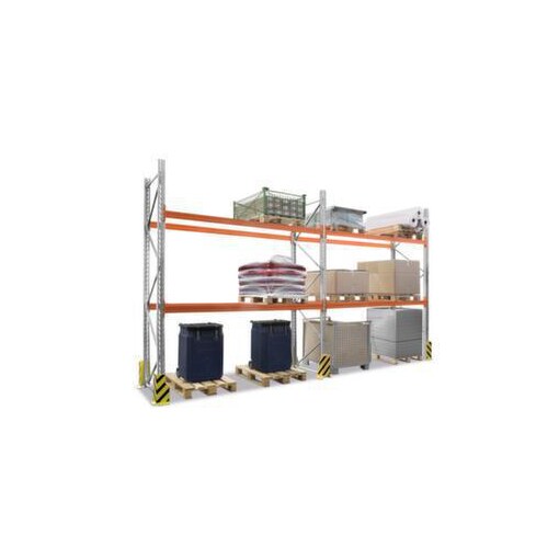 Palettenregal, Grund+Anbau, HxBxT 3360x5700x1100mm, je Feld 2xTraversen