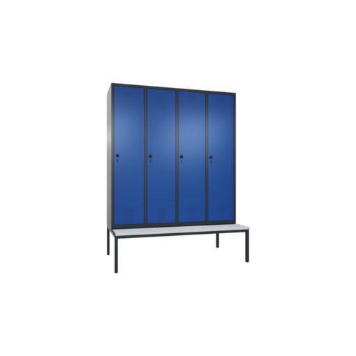 Sitzbankschrank,HxBxT 2090x1590x500mm,4 Abt.,Korpus RAL7021,Front RAL5010