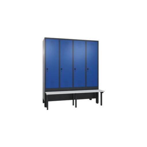 Sitzbankschrank,HxBxT 1850x1590x500mm,4 Abt.,Korpus RAL7021,Front RAL5010