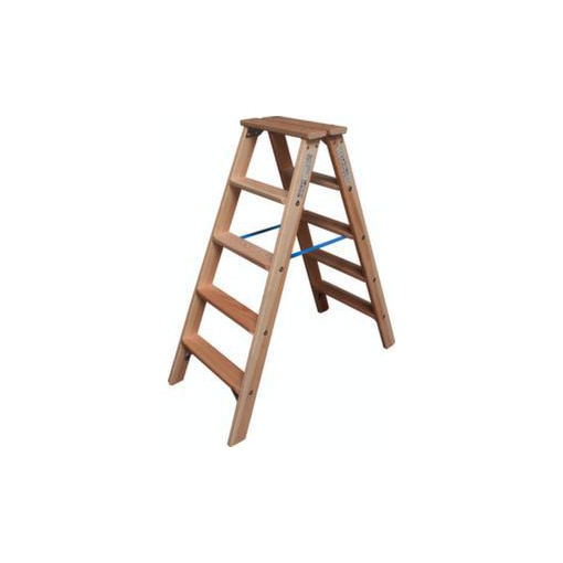 Stufen-Doppelleiter,beidseitig,2x5 Stufen,Stand H 0,65m,Holm L 1,15m,Holz