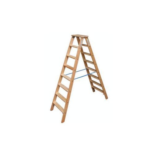 Stufen-Doppelleiter,beidseitig,2x8 Stufen,Stand H 1,3m,Holm L 1,85m,Holz