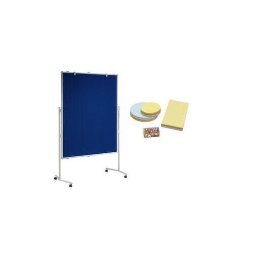 Moderationstafel,H 1950mm,Tafel HxB 1500x1200mm,Tafel Textil,blau,pinnbar