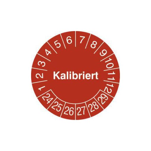 Prüfplakette,kalibriert,Aufkleber,Ø 30mm,Jahresfarbe,Jahresfarbe 2024-rot