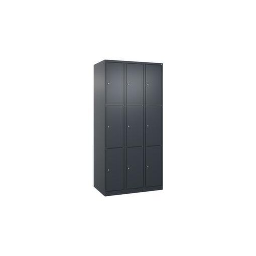 Schließfachschrank, HxBxT 1850x900x500mm, 3x3 Fächer, Zyl.-Schl.