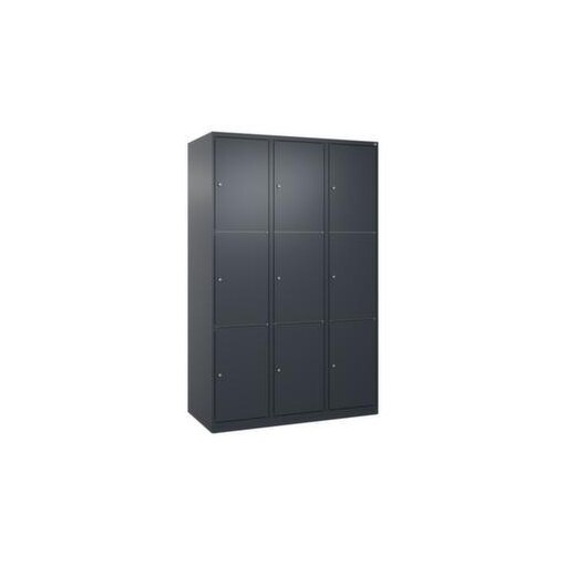 Schließfachschrank, HxBxT 1850x1200x500mm, 3x3 Fächer, Zyl.-Schl.