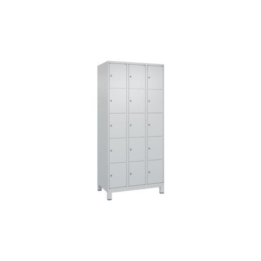 Schließfachschrank, HxBxT 1950x900x500mm, 3x5 Fächer, Zyl.-Schl., Füße