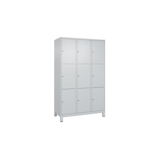 Schließfachschrank, HxBxT 1950x1200x500mm, 3x3 Fächer, Zyl.-Schl., Füße