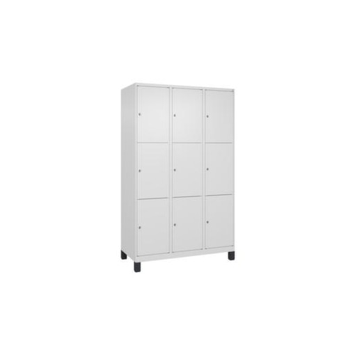 Schließfachschrank, HxBxT 1950x1200x500mm, 3x3 Fächer, Zyl.-Schl., Füße