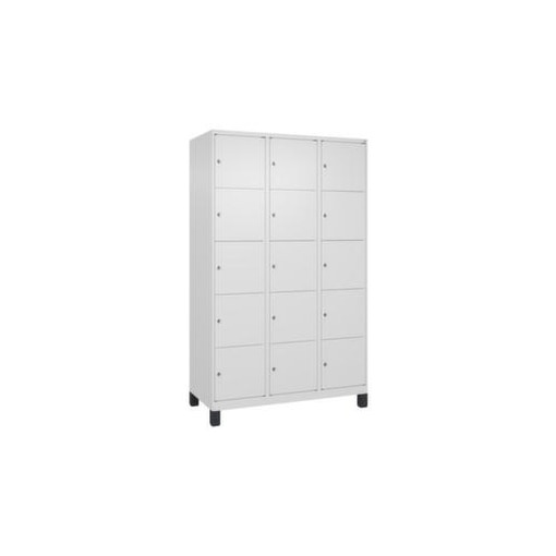 Schließfachschrank, HxBxT 1950x1200x500mm, 3x5 Fächer, Zyl.-Schl., Füße