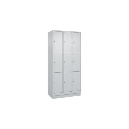 Schließfachschrank, HxBxT 1950x900x500mm, 3x3 Fächer, Zyl.-Schl., Sockel