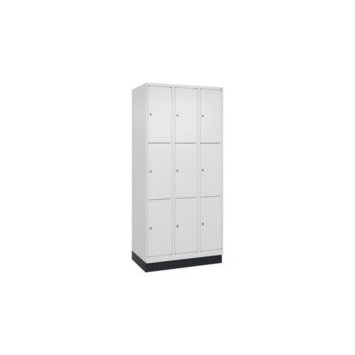 Schließfachschrank, HxBxT 1950x900x500mm, 3x3 Fächer, Zyl.-Schl., Sockel