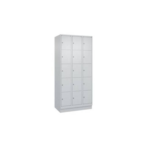 Schließfachschrank, HxBxT 1950x900x500mm, 3x5 Fächer, Zyl.-Schl., Sockel