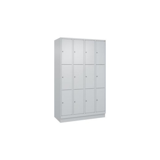 Schließfachschrank,HxBxT 1950x1200x500mm,4x3 Fächer,Zyl.-Schl.,Sockel