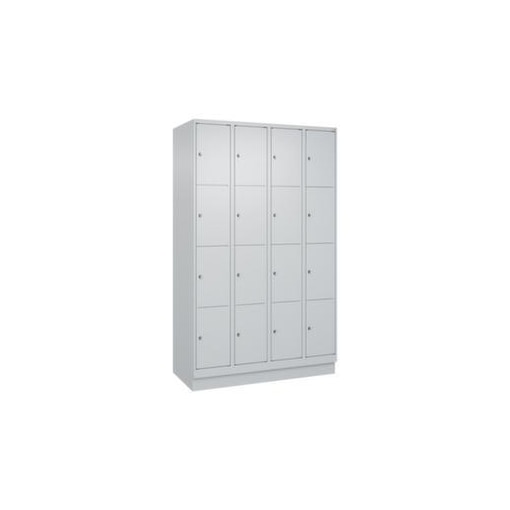 Schließfachschrank,HxBxT 1950x1200x500mm,4x4 Fächer,Zyl.-Schl.,Sockel