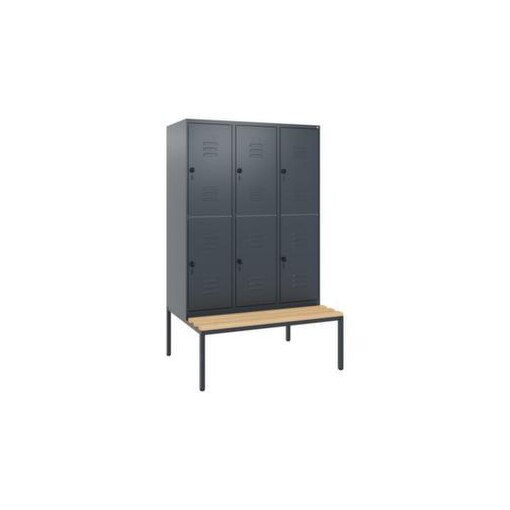 Doppelstöckiger Sitzbankschrank, HxBxT 1950x1200x815mm, 3x2 Abt.