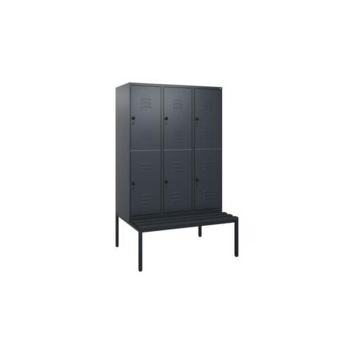 Doppelstöckiger Sitzbankschrank, HxBxT 1950x1200x815mm, 3x2 Abt.