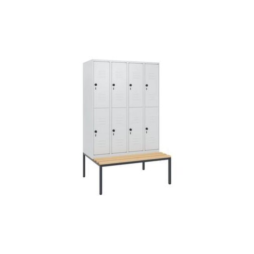 Doppelstöckiger Sitzbankschrank, HxBxT 1950x1200x815mm, 4x2 Abt.