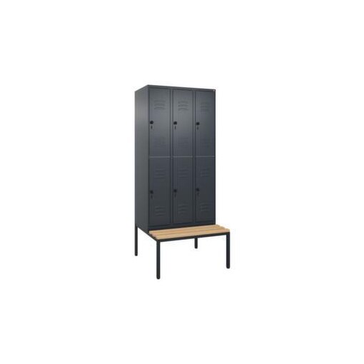 Doppelstöckiger Sitzbankschrank, HxBxT 2120x900x815mm, 3x2 Abt.