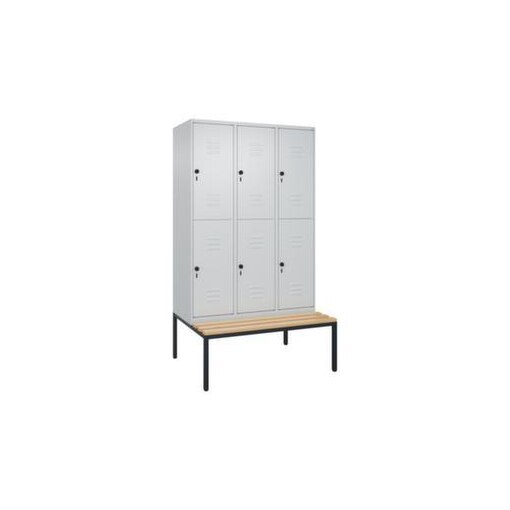 Doppelstöckiger Sitzbankschrank, HxBxT 2120x1200x815mm, 3x2 Abt.