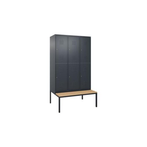 Doppelstöckiger Sitzbankschrank, HxBxT 2120x1200x815mm, 3x2 Abt.