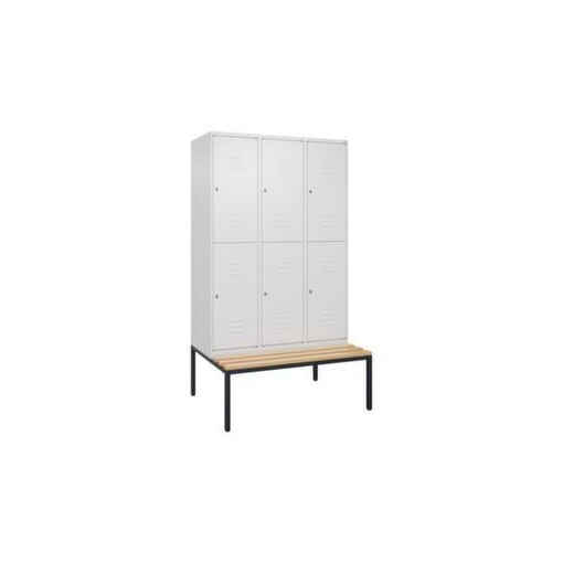 Doppelstöckiger Sitzbankschrank, HxBxT 2120x1200x815mm, 3x2 Abt.