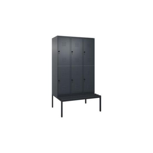 Doppelstöckiger Sitzbankschrank, HxBxT 2120x1200x815mm, 3x2 Abt.