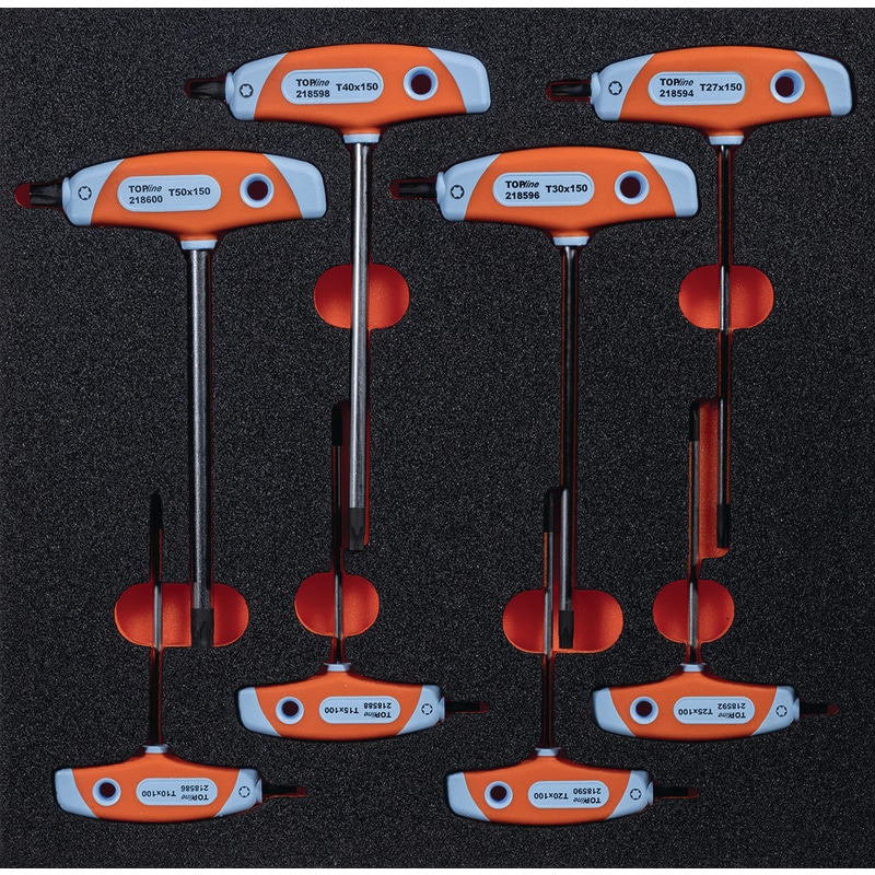 Komplet kluczy TX z rękojeścią T 8 el., wkład






