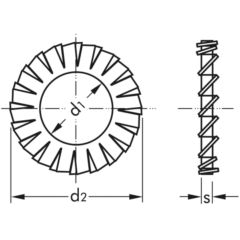 Rondelle éventail denture extérieure zinguée (DIN 6798)